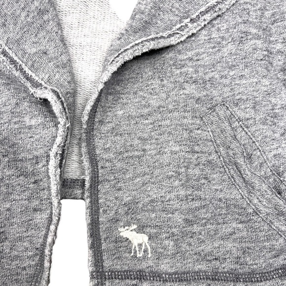 Abercrombie & Fitch Gray Copped Sweatshirt Moto Jacket Large Jersey Knit y2k - Picture 4 of 10